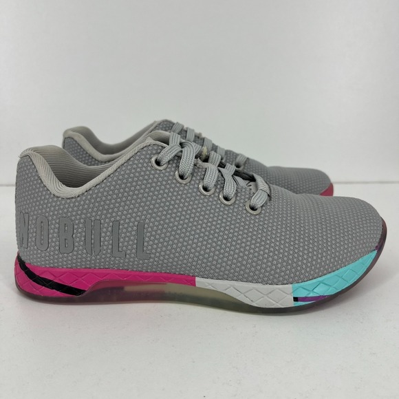 Nobull Outwork Superfabric Sneakers Women's Size 5.5 Gray Pink Gym Workout - Picture 1 of 10